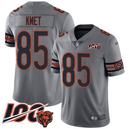 Nike Chicago Bears #85 Cole Kmet Silver Youth Stitched NFL Limited Inverted Legend 100th Season Jersey
