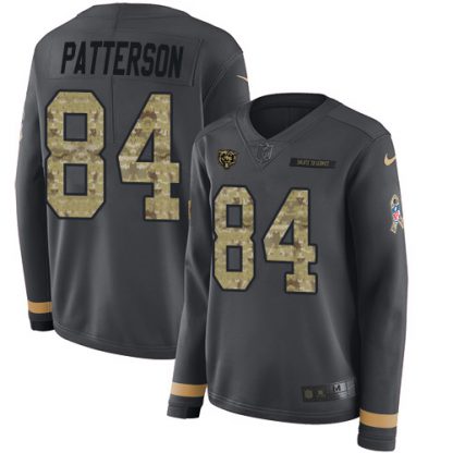 Nike Chicago Bears #84 Cordarrelle Patterson Anthracite Salute to Service Women's Stitched NFL Limited Therma Long Sleeve Jersey