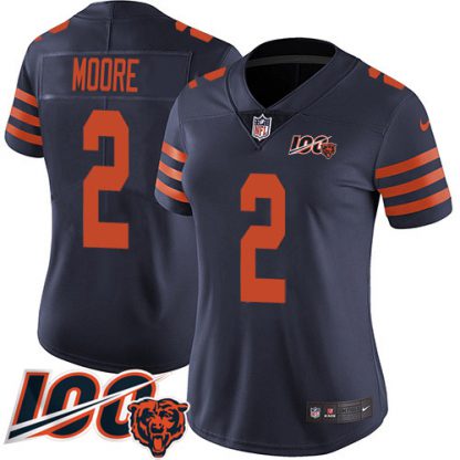 Nike Chicago Bears #2 D.J. Moore Navy Blue Alternate Women's Stitched NFL 100th Season Vapor Limited Jersey