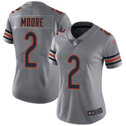 Nike Chicago Bears #2 D.J. Moore Silver Women's Stitched NFL Limited Inverted Legend Jersey