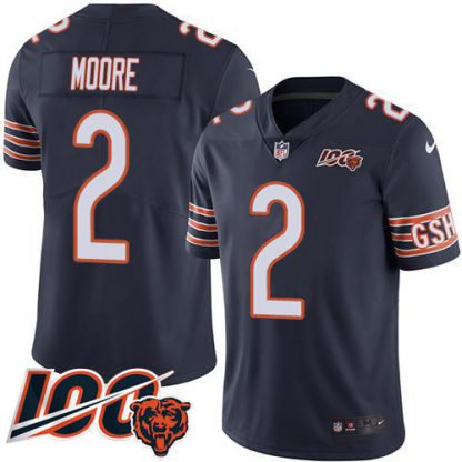 Nike Chicago Bears #2 D.J. Moore Navy Blue Team Color Youth Stitched NFL 100th Season Vapor Limited Jersey