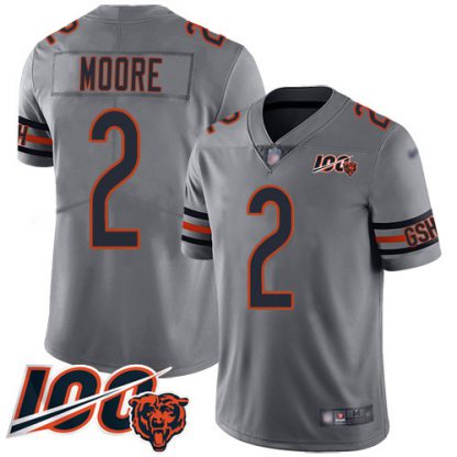 Nike Chicago Bears #2 D.J. Moore Silver Youth Stitched NFL Limited Inverted Legend 100th Season Jersey