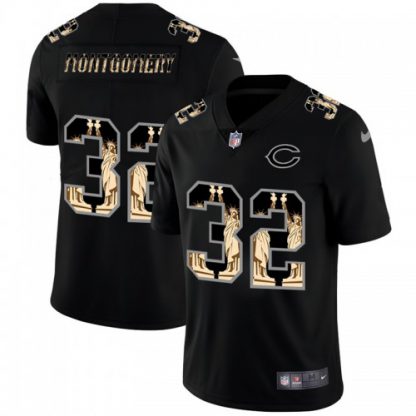 Chicago Chicago Bears #32 David Montgomery Carbon Black Vapor Statue Of Liberty Limited NFL Jersey