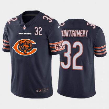 Chicago Chicago Bears #32 David Montgomery Navy Blue Men's Nike Big Team Logo Player Vapor Limited NFL Jersey