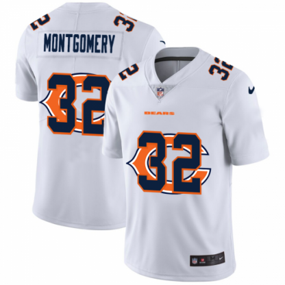 Chicago Chicago Bears #32 David Montgomery White Men's Nike Team Logo Dual Overlap Limited NFL Jersey