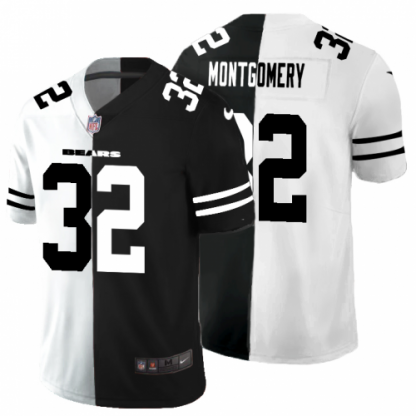 Chicago Chicago Bears #32 David Montgomery Men's Black V White Peace Split Nike Vapor Untouchable Limited NFL Jersey
