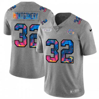 Chicago Chicago Bears #32 David Montgomery Men's Nike Multi-Color 2020 NFL Crucial Catch NFL Jersey Greyheather