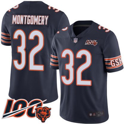 Nike Chicago Bears #32 David Montgomery Navy Blue Team Color Men's Stitched NFL 100th Season Vapor Limited Jersey