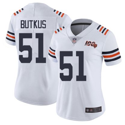 Nike Chicago Bears #51 Dick Butkus White Alternate Women's Stitched NFL Vapor Untouchable Limited 100th Season Jersey