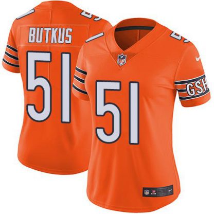 Nike Chicago Bears #51 Dick Butkus Orange Women's Stitched NFL Limited Rush Jersey
