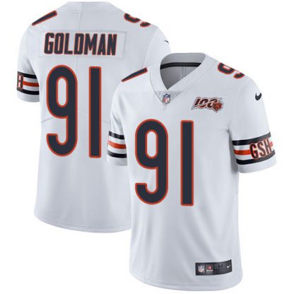 Nike Chicago Bears #91 Eddie Goldman White Men's 100th Season Stitched NFL Vapor Untouchable Limited Jersey