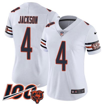 Nike Chicago Bears #4 Eddie Jackson White Alternate Women's Stitched NFL Vapor Untouchable Limited 100th Season Jersey