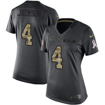Nike Chicago Bears #4 Eddie Jackson Black Women's Stitched NFL Limited 2016 Salute to Service Jersey