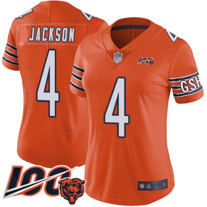 Nike Chicago Bears #4 Eddie Jackson Orange Women's Stitched NFL Limited Rush 100th Season Jersey