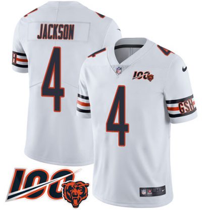 Nike Chicago Bears #4 Eddie Jackson White Alternate Men's Stitched NFL Vapor Untouchable Limited 100th Season Jersey