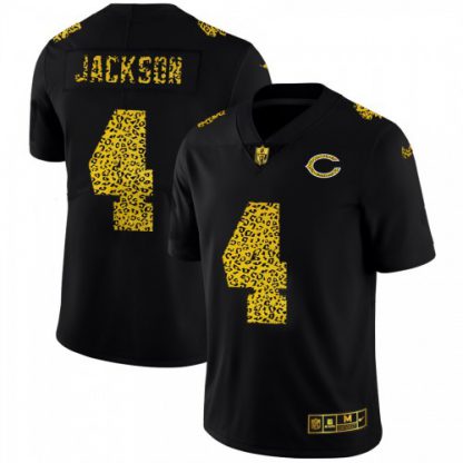 Chicago Chicago Bears #4 Eddie Jackson Men's Nike Leopard Print Fashion Vapor Limited NFL Jersey Black