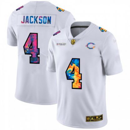 Chicago Chicago Bears #4 Eddie Jackson Men's White Nike Multi-Color 2020 NFL Crucial Catch Limited NFL Jersey