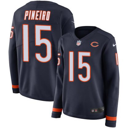 Nike Chicago Bears #15 Eddy Pineiro Navy Blue Team Color Women's Stitched NFL Limited Therma Long Sleeve Jersey