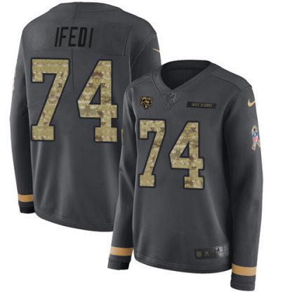 Nike Chicago Bears #74 Germain Ifedi Anthracite Salute to Service Women's Stitched NFL Limited Therma Long Sleeve Jersey
