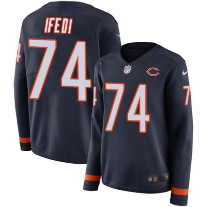Nike Chicago Bears #74 Germain Ifedi Navy Blue Team Color Women's Stitched NFL Limited Therma Long Sleeve Jersey