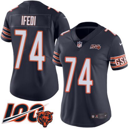 Nike Chicago Bears #74 Germain Ifedi Navy Blue Team Color Women's Stitched NFL 100th Season Vapor Untouchable Limited Jersey