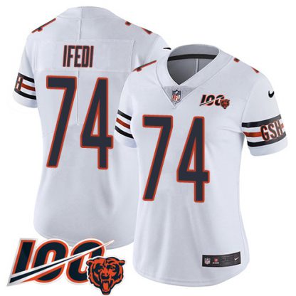 Nike Chicago Bears #74 Germain Ifedi White Women's Stitched NFL 100th Season Vapor Untouchable Limited Jersey