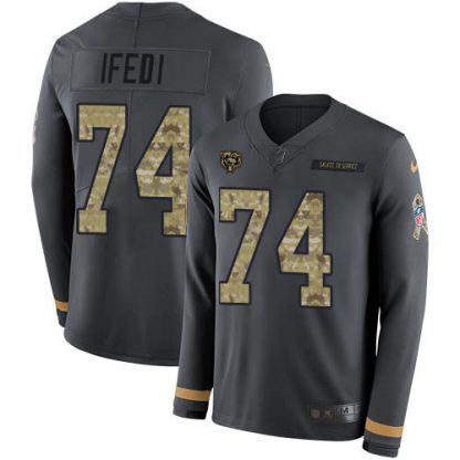 Nike Chicago Bears #74 Germain Ifedi Anthracite Salute to Service Men's Stitched NFL Limited Therma Long Sleeve Jersey