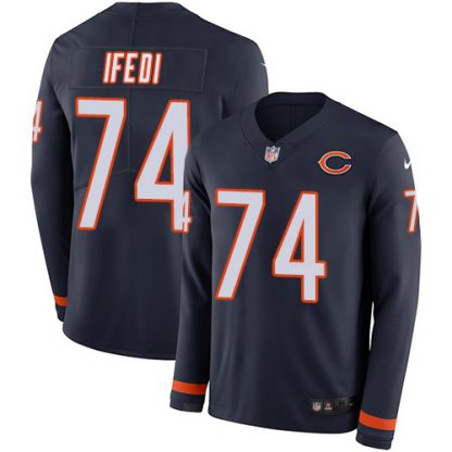 Nike Chicago Bears #74 Germain Ifedi Navy Blue Team Color Men's Stitched NFL Limited Therma Long Sleeve Jersey