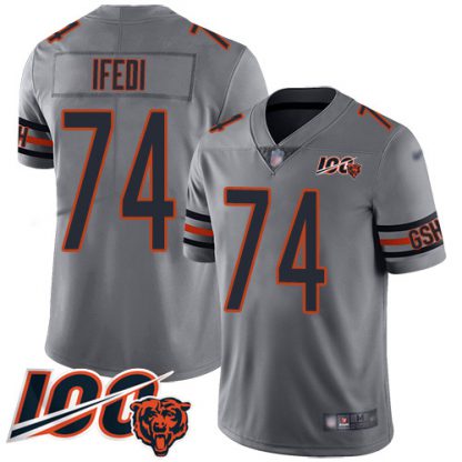 Nike Chicago Bears #74 Germain Ifedi Silver Men's Stitched NFL Limited Inverted Legend 100th Season Jersey