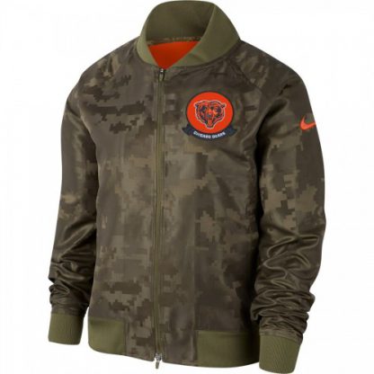 Women's Chicago Chicago Bears Nike Olive 2019 Salute to Service Full-Zip Bomber Jacket