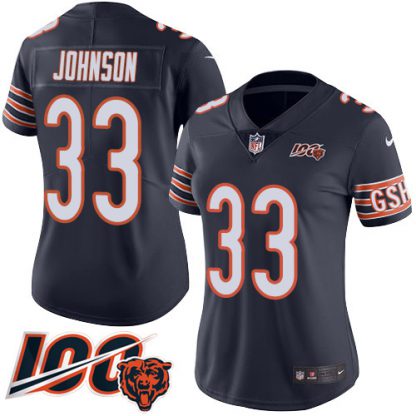 Nike Chicago Bears #33 Jaylon Johnson Navy Blue Team Color Women's Stitched NFL 100th Season Vapor Untouchable Limited Jersey