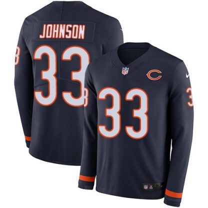 Nike Chicago Bears #33 Jaylon Johnson Navy Blue Team Color Men's Stitched NFL Limited Therma Long Sleeve Jersey