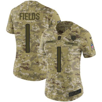 Nike Chicago Bears #1 Justin Fields Camo Women's Stitched NFL Limited 2018 Salute To Service Jersey