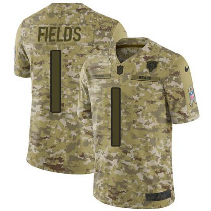 Nike Chicago Bears #1 Justin Fields Camo Men's Stitched NFL Limited 2018 Salute To Service Jersey