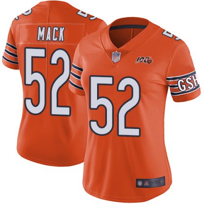 Nike Chicago Bears #52 Khalil Mack Orange Women's Stitched NFL Limited Rush 100th Season Jersey