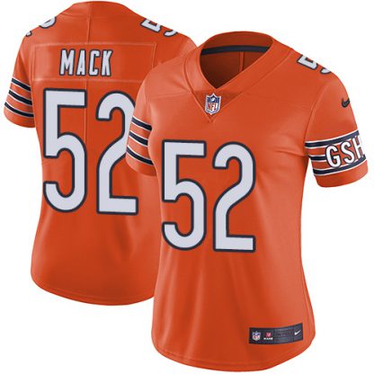 Nike Chicago Bears #52 Khalil Mack Orange Women's Stitched NFL Limited Rush Jersey