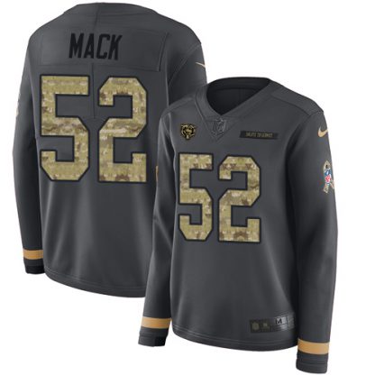 Nike Chicago Bears #52 Khalil Mack Anthracite Salute to Service Women's Stitched NFL Limited Therma Long Sleeve Jersey