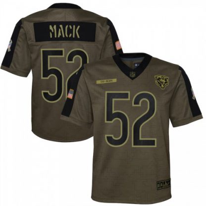 Chicago Chicago Bears #52 Khalil Mack Olive Nike Youth 2021 Salute To Service Game Jersey