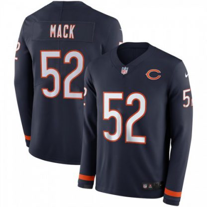 Men's Chicago Bears #52 Khalil Mack Navy Blue Team Color Men's Stitched NFL Limited Therma Long Sleeve Jersey