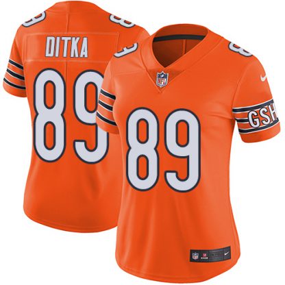 Nike Chicago Bears #89 Mike Ditka Orange Women's Stitched NFL Limited Rush Jersey