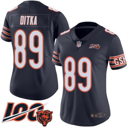 Nike Chicago Bears #89 Mike Ditka Navy Blue Team Color Women's Stitched NFL 100th Season Vapor Limited Jersey