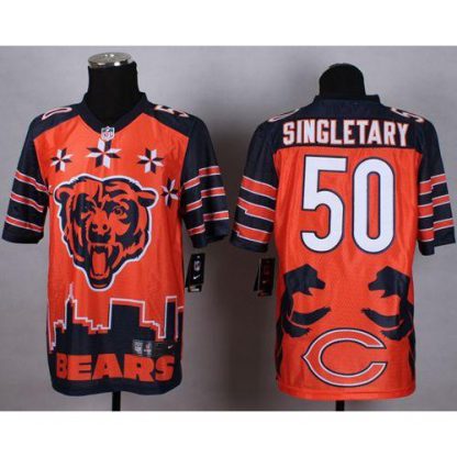 Nike Chicago Bears #50 Mike Singletary Orange Men's Stitched NFL Elite Noble Fashion Jersey