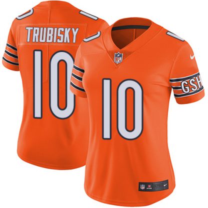 Nike Chicago Bears #10 Mitchell Trubisky Orange Women's Stitched NFL Limited Rush Jersey