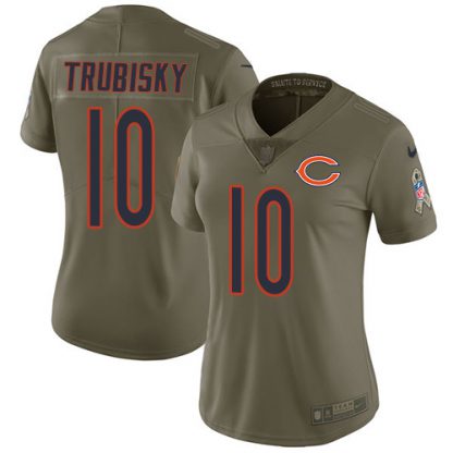 Nike Chicago Bears #10 Mitchell Trubisky Olive Women's Stitched NFL Limited 2017 Salute to Service Jersey