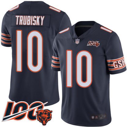 Nike Chicago Bears #10 Mitchell Trubisky Navy Blue Team Color Youth Stitched NFL 100th Season Vapor Limited Jersey