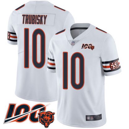 Nike Chicago Bears #10 Mitchell Trubisky White Youth Stitched NFL 100th Season Vapor Limited Jersey