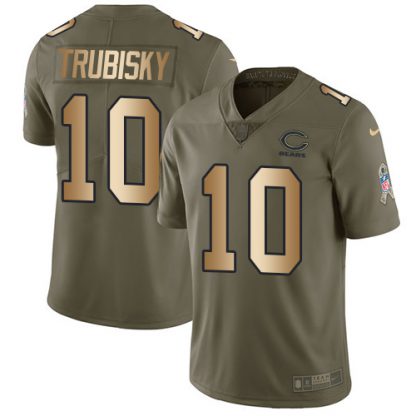 Nike Chicago Bears #10 Mitchell Trubisky Olive/Gold Men's Stitched NFL Limited 2017 Salute To Service Jersey