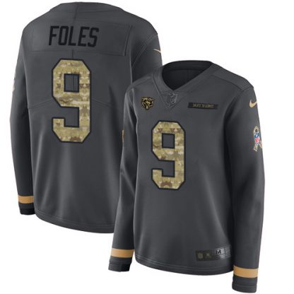 Nike Chicago Bears #9 Nick Foles Anthracite Salute to Service Women's Stitched NFL Limited Therma Long Sleeve Jersey