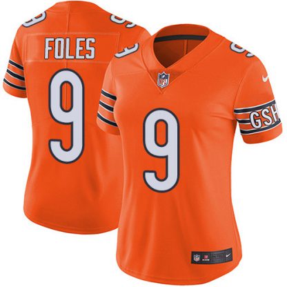 Nike Chicago Bears #9 Nick Foles Orange Women's Stitched NFL Limited Rush Jersey