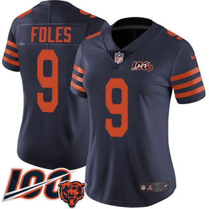 Nike Chicago Bears #9 Nick Foles Navy Blue Alternate Women's Stitched NFL 100th Season Vapor Untouchable Limited Jersey